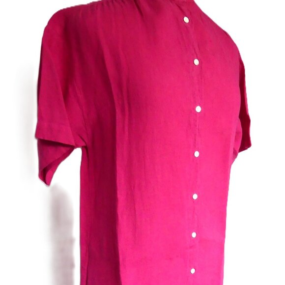 Hartford 100% Linen Richa Dress Fushia Pink Maxi Button Down Shirt Dress Size S - Picture 2 of 13